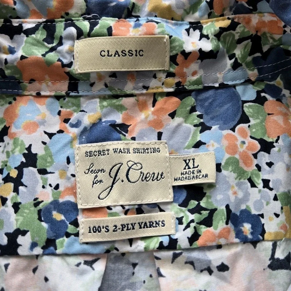 Secret‎ Wash Shirting Sewn For J. Crew Men's Cotton Floral Shirt Size XL